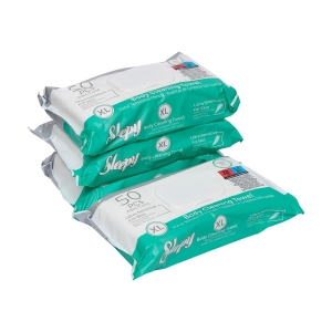 Полотенца влажные (сухой душ) 50шт SLEEPY Body Cleaning Towel XL с клапаном 061175, 120809
