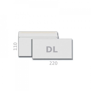 Конверт почтовый DL, белый, склеенный, 75 г/м², Е65, Т-0111 (2052).