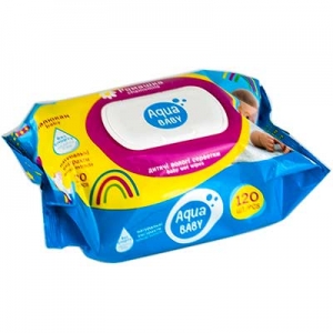 Салфетки влажные 120шт с клапаном Aqua Baby chamomile 6954, 5010
