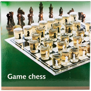 Шахматы стеклянные 34,5*34,5см в виде рюмки 1-614А