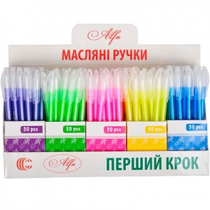 Ручка масляная синяя Alfa Перший крок СR- 8007 микс 94487